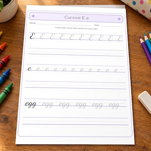 Cursive Handwriting Practice Workbook, Letters, Words, Sentences (Digital Download)