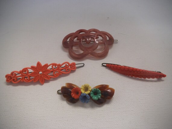 Vintage Colourful Patterned Hair Clips Slides Barrettes