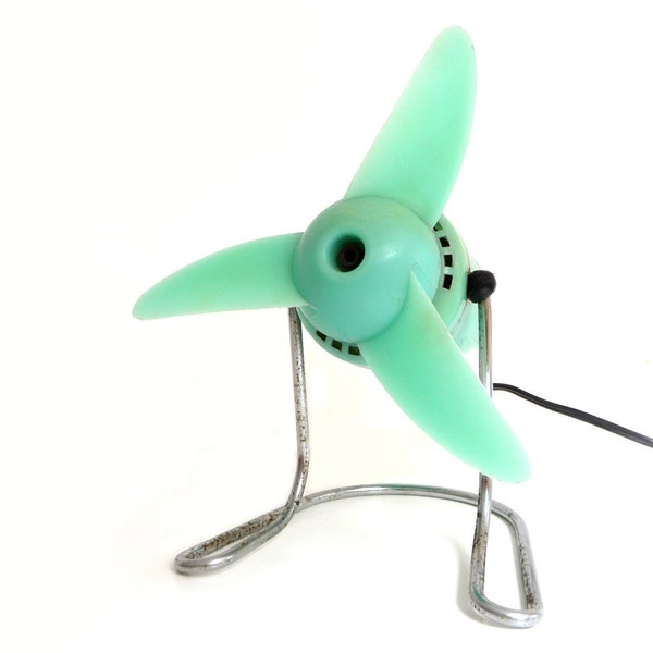 Vintage Electric Fan Mint Green - Desk / Table Top - Italian Retro Mint 1960s