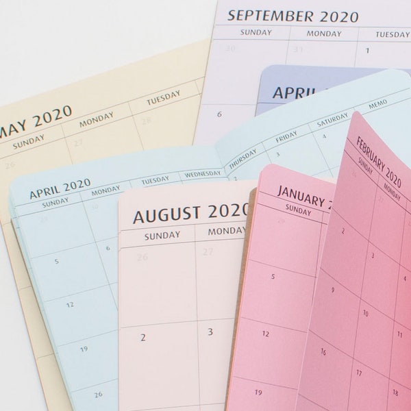 2024 Calendar Planner Monthly Dated Travelers notebook Insert Midori refill - Dated Planner - 7 sizes and 19 solid colors[N60]