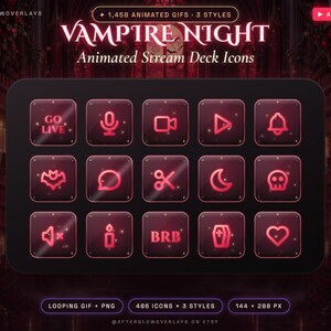 Animated Stream Deck Icons, Gothic Vampire GIF Buttons for Stream Deck Plus, Mini and XL