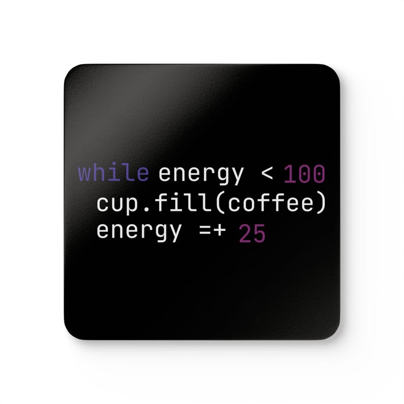 Ensemble de 4 sous-verres « Code de programmeur » - Accessoire de bureau « Boucle d'énergie café » - Cadeau humoristique pour développeurs de logiciels - Décoration de bureau pour geeks image 2