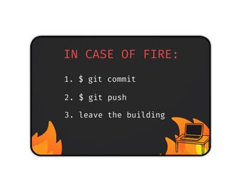 In geval van brand Git Commit bureaumat, grappige programmeursmuismat, grote gamingmuismat, cadeau voor software-engineers, kantoordecoratie voor techneuten