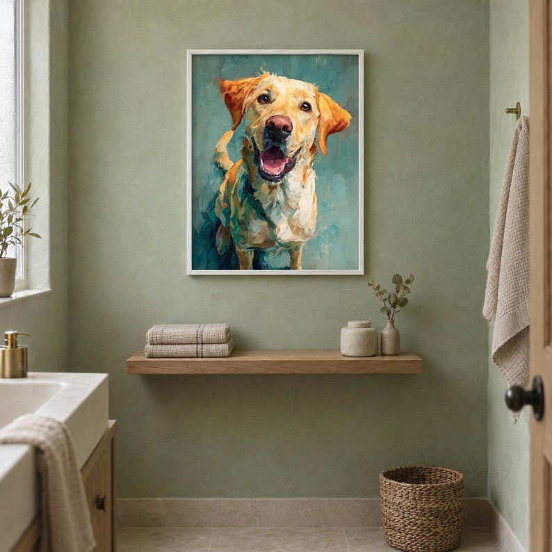 Labrador Retriever Wall Art, Textured Yellow Lab Painting, Printable ...
