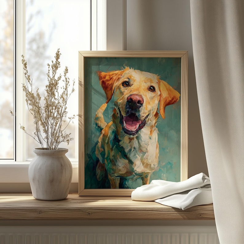 Labrador Retriever Wall Art, Textured Yellow Lab Painting, Printable ...