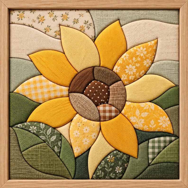 Sunflower Kinusaiga Pattern, 8x8 Japanese Fabric Art Template (digital ...
