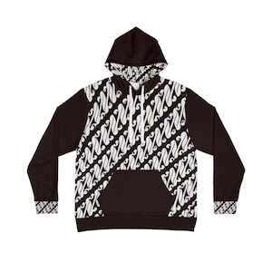Javanesisk batikinspirerad huvtröja | Svartvit diagonalt mönsterpullover