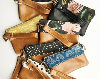 Wristlet, Leather Wristlet, Wristlet Clutch, Evening Clutch, Leather Purse, Leather Bag, Leather Wrist Bag, Evening Bag, Bridesmaid gift