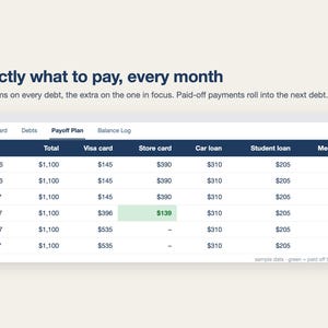 Debt Payoff Tracker Spreadsheet, Debt Snowball & Avalanche Calculator, Credit Card Payoff Planner, Debt Free Plan (Excel/Google Sheets) image 3