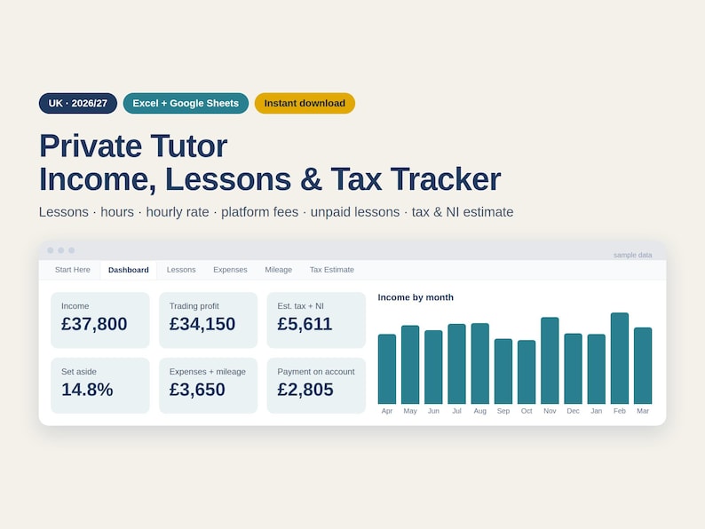 UK Private Tutor Income & Tax Tracker 2026/27