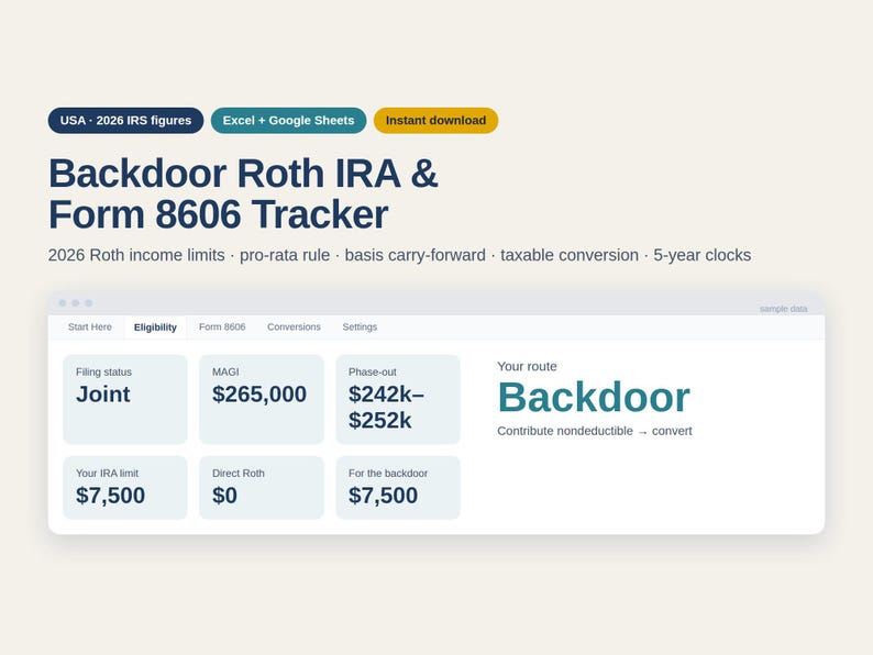 Backdoor Roth IRA Tracker 2026