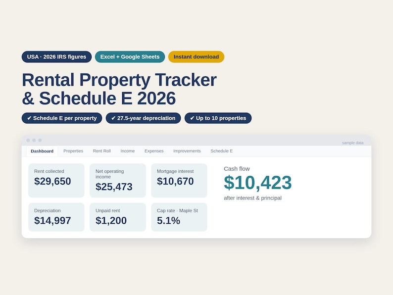 Rental Property Spreadsheet 2026