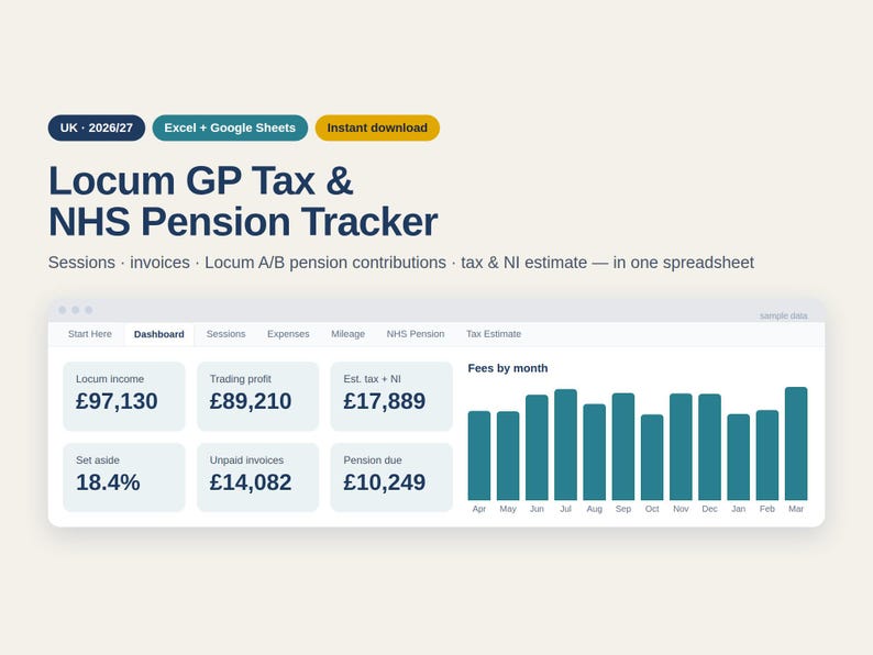 UK Locum GP Tax & NHS Pension Spreadsheet 2026/27