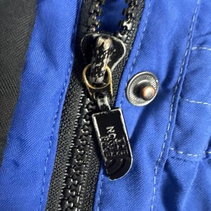 Vintage The North Face Extreme Gear Hooded Parka Blue Black Grey, Retro Ski Coat, The North Face Skiwear, UK L afbeelding 7