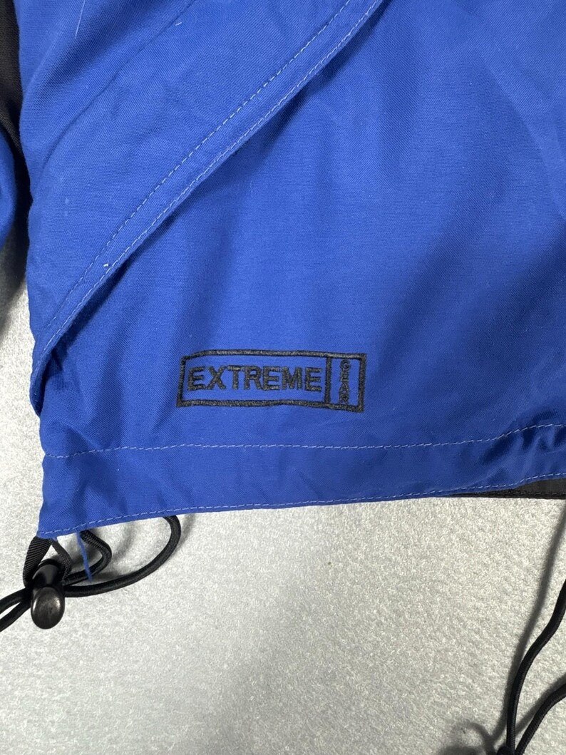 Vintage The North Face Extreme Gear Hooded Parka Blue Black Grey, Retro Ski Coat, The North Face Skiwear, UK L afbeelding 5