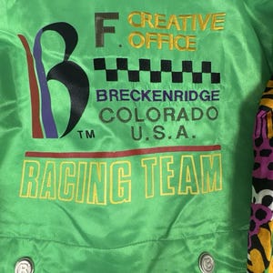 Vintage F.C.O. Breckenridge Racing Team Hooded Ski Jacket Multicolour, Retro Colorblock Ski Coat, F.C.O. Skiwear, UK L image 4