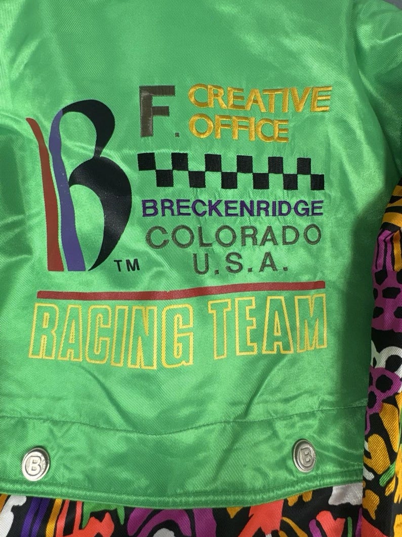 Vintage F.C.O. Breckenridge Racing Team Hooded Ski Jacket Multicolour, Retro Colorblock Ski Coat, F.C.O. Skiwear, UK L image 4