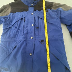 Vintage The North Face Extreme Gear Hooded Parka Blue Black Grey, Retro Ski Coat, The North Face Skiwear, UK L afbeelding 11