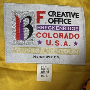 Vintage F.C.O. Breckenridge Racing Team Hooded Ski Jacket Multicolour, Retro Colorblock Ski Coat, F.C.O. Skiwear, UK L image 9