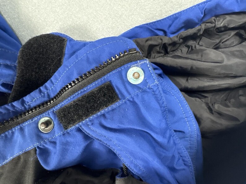 Vintage The North Face Extreme Gear Hooded Parka Blue Black Grey, Retro Ski Coat, The North Face Skiwear, UK L afbeelding 10