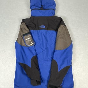 Vintage The North Face Extreme Gear Hooded Parka Blue Black Grey, Retro Ski Coat, The North Face Skiwear, UK L afbeelding 3