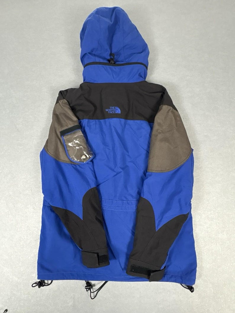 Vintage The North Face Extreme Gear Hooded Parka Blue Black Grey, Retro Ski Coat, The North Face Skiwear, UK L afbeelding 3
