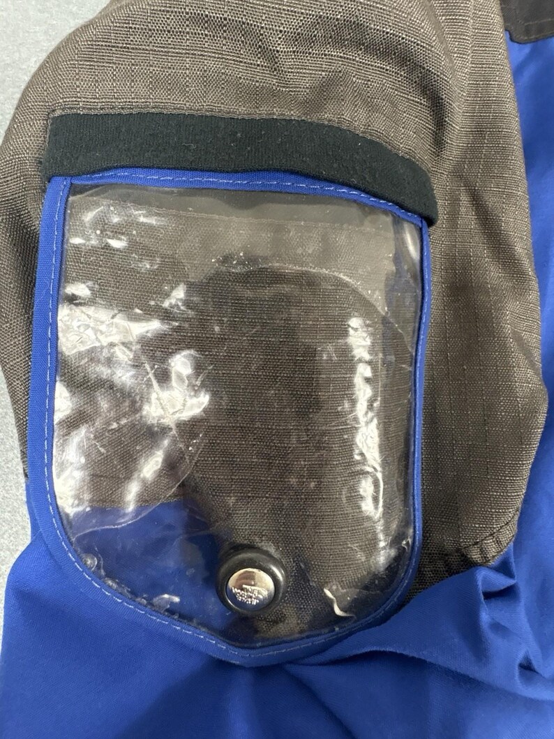 Vintage The North Face Extreme Gear Hooded Parka Blue Black Grey, Retro Ski Coat, The North Face Skiwear, UK L afbeelding 4