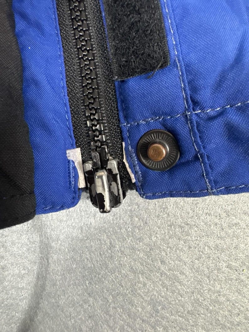 Vintage The North Face Extreme Gear Hooded Parka Blue Black Grey, Retro Ski Coat, The North Face Skiwear, UK L afbeelding 6