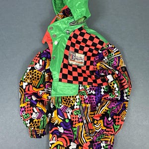 Vintage F.C.O. Breckenridge Racing Team Hooded Ski Jacket Multicolour, Retro Colorblock Ski Coat, F.C.O. Skiwear, UK L