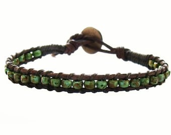 Leather Bracelet - Mans Stacking - Woman's Layering - Men's Rustic Jewelry - Leather Western Bracelet - Southwestern