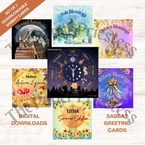6 Pagan Sabbat Digital Download Greeting Cards & Wheel of the Year card 5x5