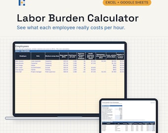 Labor Burden Calculator, Excel and Google Sheets: True Hourly Cost per Employee, Minimum Bill Rate