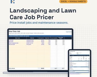 Landscaping Estimate Template, Excel and Google Sheets: Mulch Yards, Lawn Care Maintenance Pricing, Quote