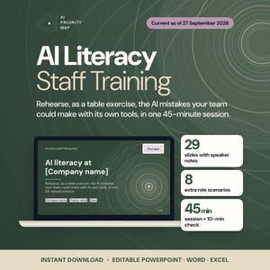 AI Literacy Training for Staff | Editable PowerPoint, Trainer Guide, Team Exercises, Quiz, Certificate, Record | EU AI Act Article 4