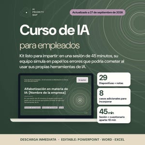 Spanish AI Literacy Training for Staff, Editable PowerPoint, Trainer Guide, Team Exercises, Quiz and Record