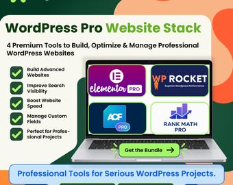 Elementor Pro + Rank Math Pro + WP Rocket + ACF Pro | WordPress Plugin Bundle | SEO, Speed & Website Builder