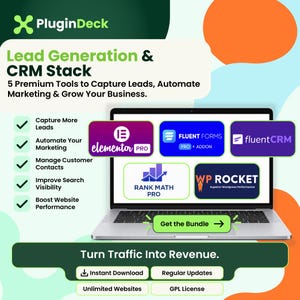 WordPress Lead Gen & CRM Bundle | Elementor, FluentCRM, Rank Math, WP Rocket (GPL)
