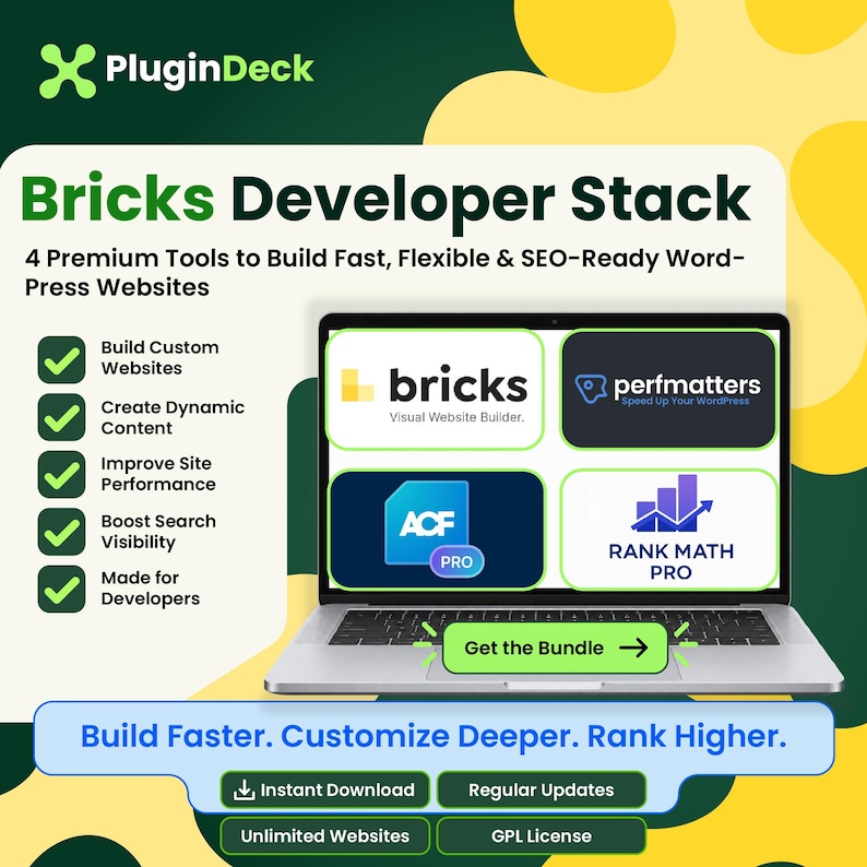 Paquete de plugins de WordPress / Bricks Builder, ACF Pro, Perfmatters y Rank Math Pro / Conjunto de herramientas para desarrolladores imagen 1