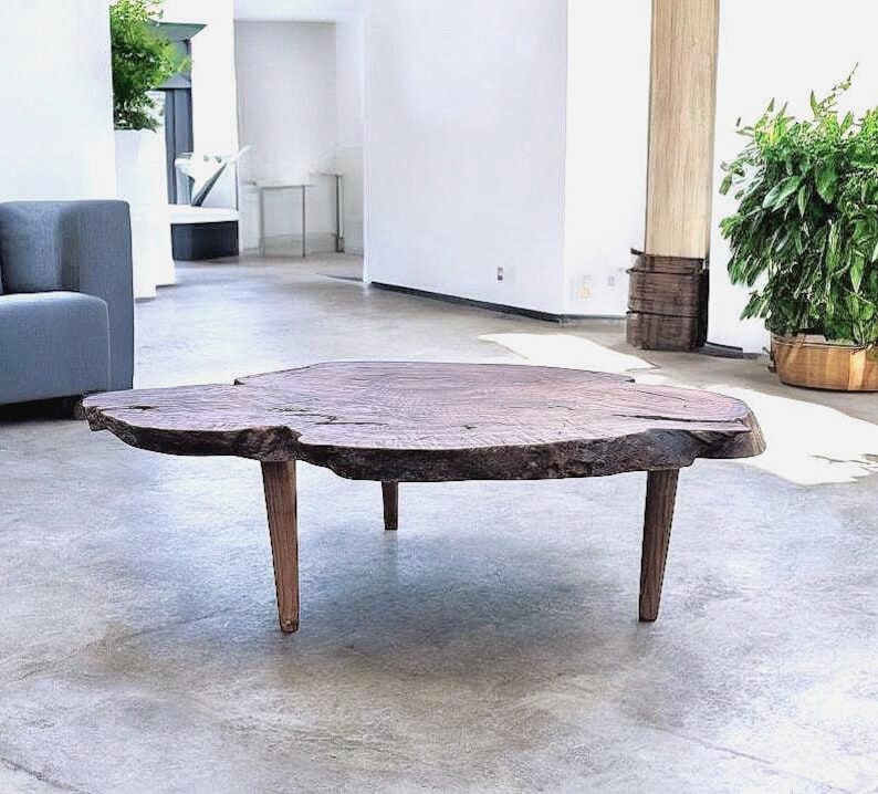 Round Live Edge Coffee Table: Mid Century Modern Red Gum Eucalyptus - Etsy