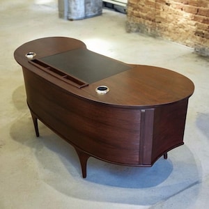 Modern Desk, Curved Writing Desk, Executive Desk, Vintage Style Office Desk
