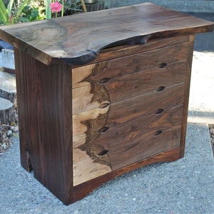 Mid Century Modern Dresser, Modern Walnut Dresser, Solid Wood Dresser, Live Edge Dresser