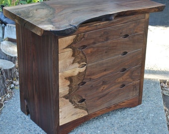 Mid-Century Modern Walnut Dresser with Live Edge