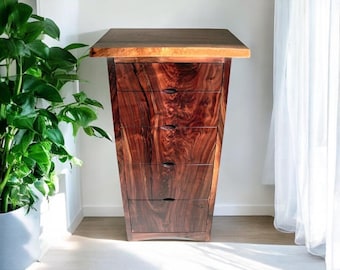 Walnut Dresser: Mid-Century Modern Solid Wood Highboy
