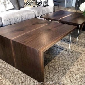 Mid Century Coffee Table, Walnut Coffee Table, Waterfall Coffee Table, Coffee Table Minimalist Style
