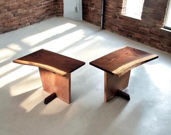 Walnut Side Table Live Edge: Mid-Century Modern