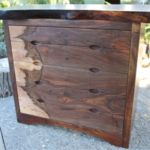 Mid-Century Modern Walnut Dresser with Live Edge image 4