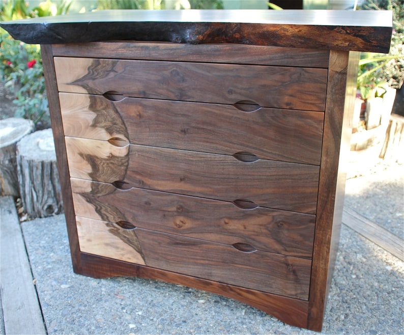 Mid-Century Modern Walnut Dresser with Live Edge image 4