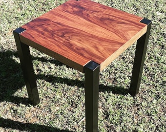 Modern End table / nightstand walnut and steel