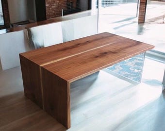 Walnut Coffee Table Waterfall: Modern Minimalist Design