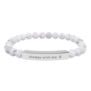 Pet Memorial Bracelet, Always With Me Engraved Stone Bracelet, Pet Loss Gift, Sympathy Gift for Dog or Cat Loss image 2